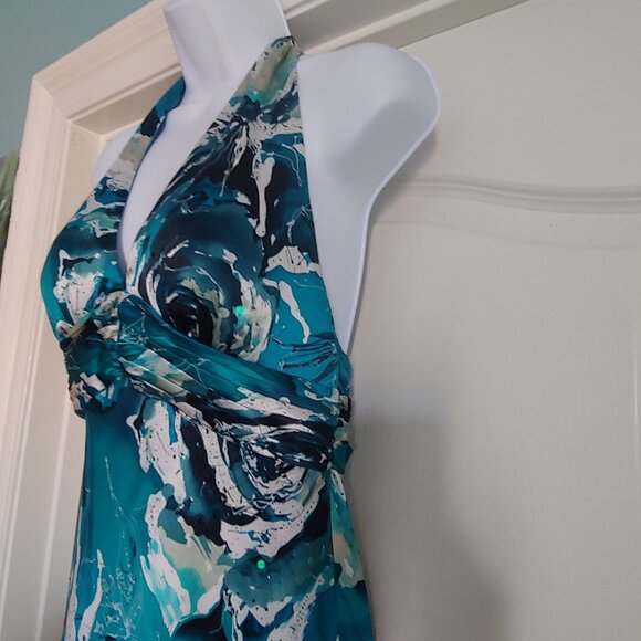 Adrianna Pappell 100% Silk Beaded Babydoll Empire Waist Prom Evening Dress 6 - Picture 4 of 16